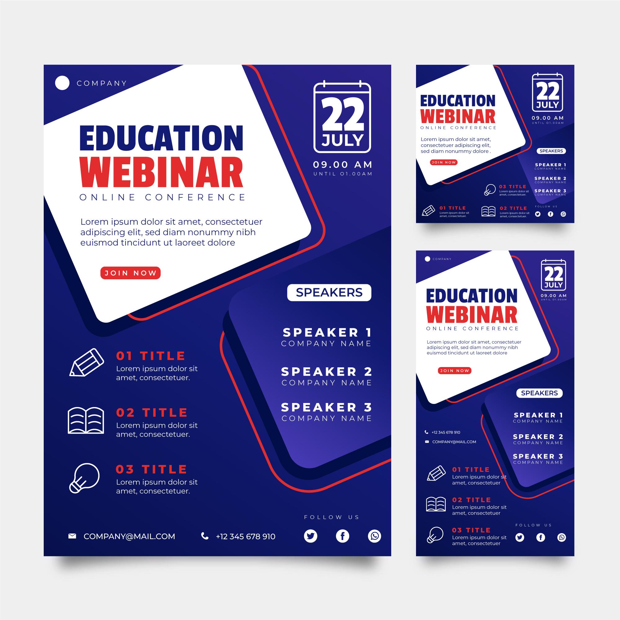 Education webinar event flyer and social graphics