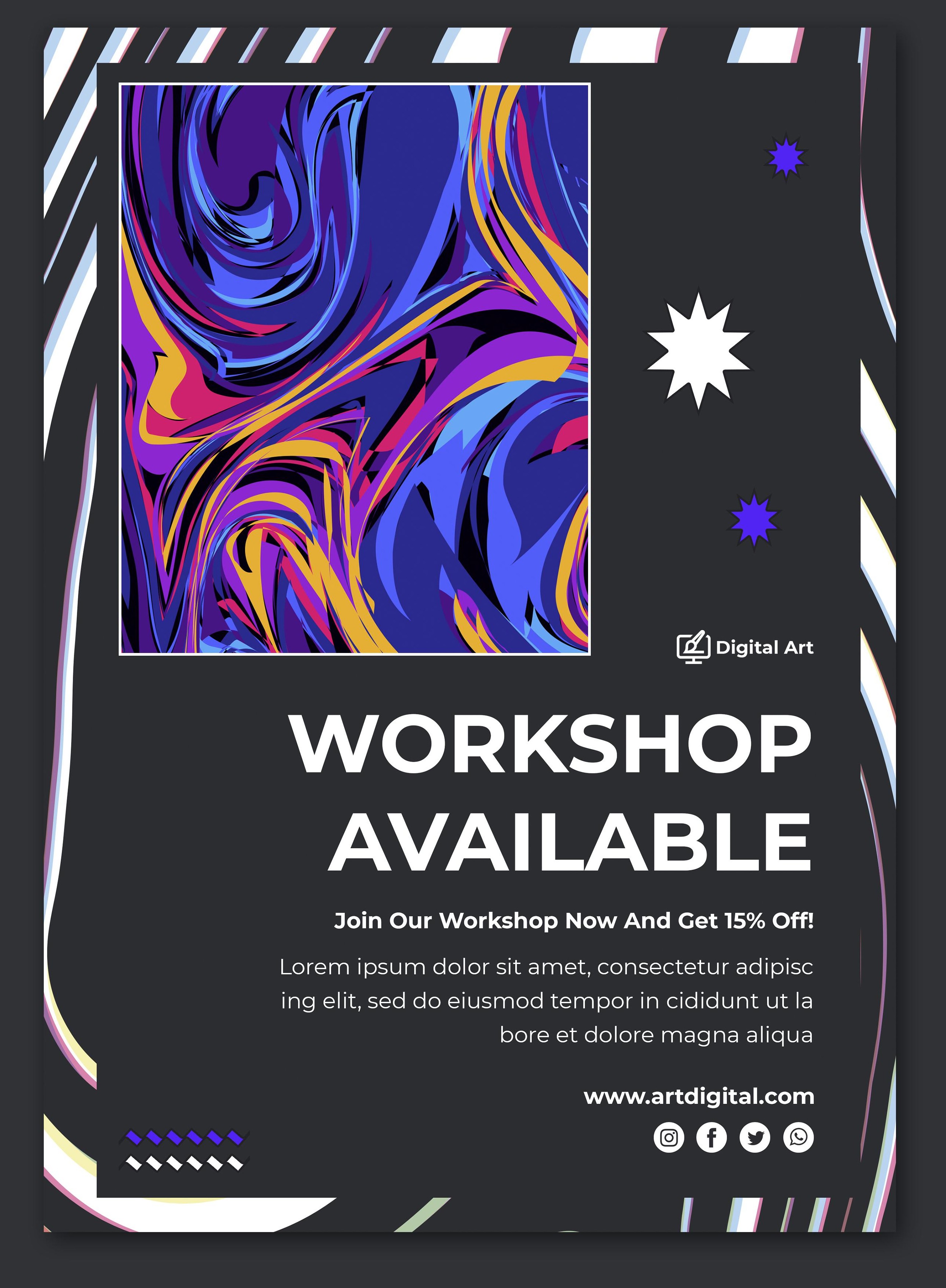 Digital art workshop promotional poster