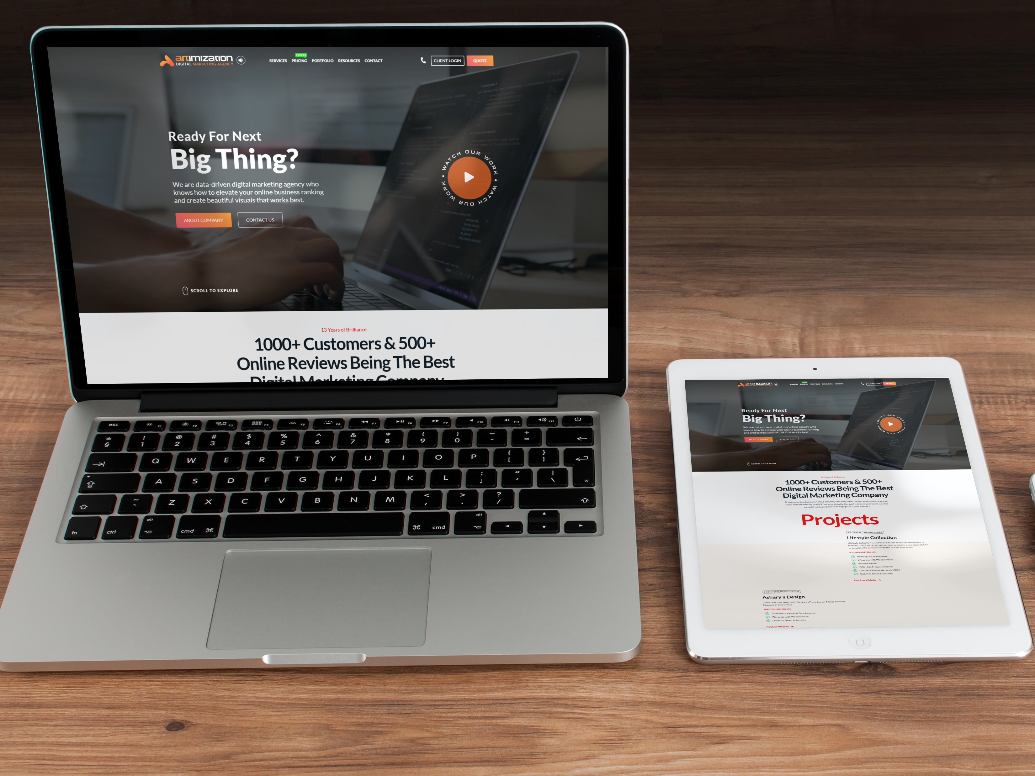 Digital agency website design shown across devices